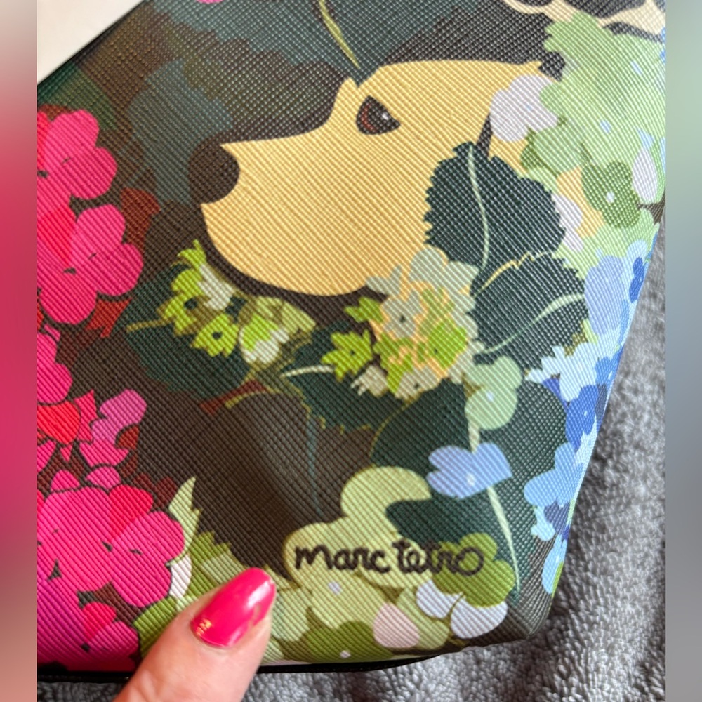 NWT Marc Tetro Dog & Sunflower Print Cosmetic Makeup Bag Pouch - Picture 4 of 6